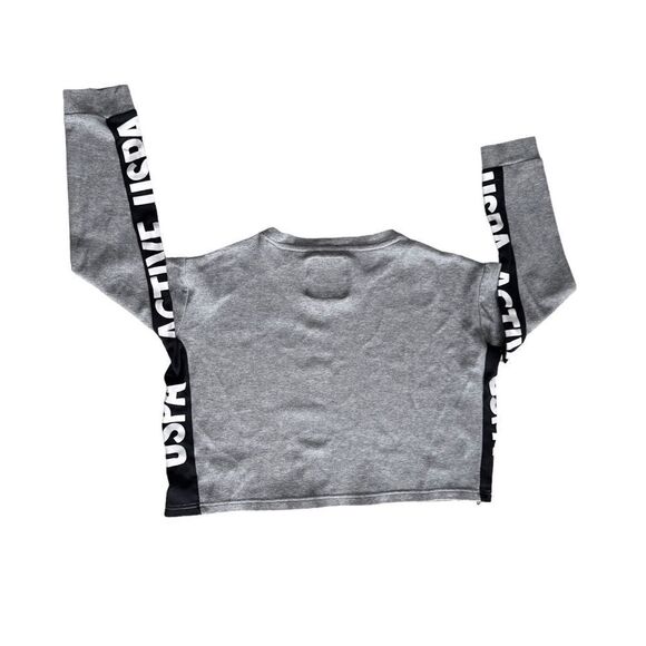 U.S. Polo Assn. Women’s Gray Active Cropped Long Sleeve Sweatshirt Size Small - Picture 5 of 8